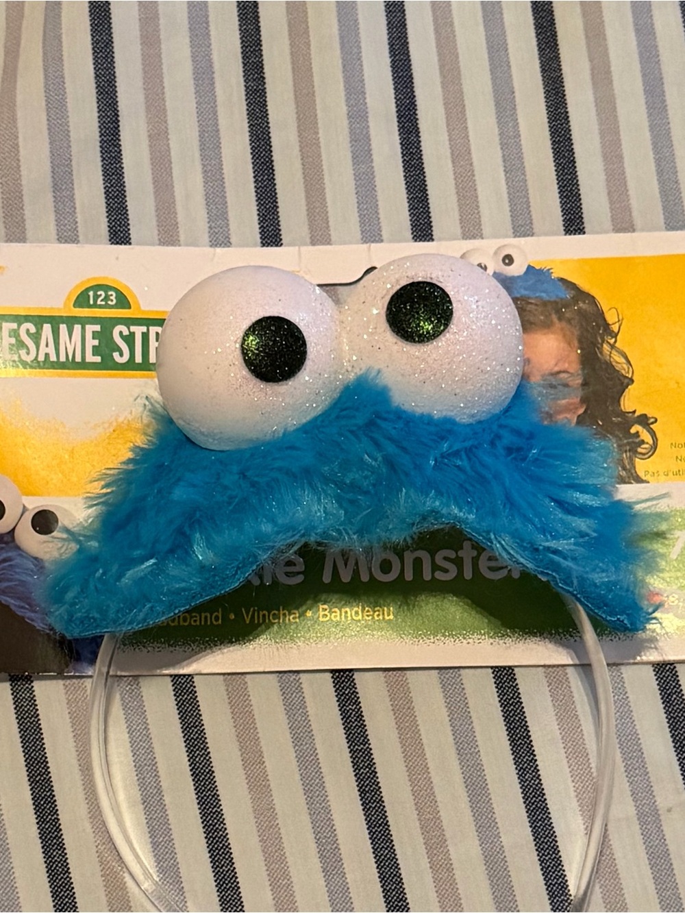 Disguise Cookie Monster Blue Fuzzy Headband with Glitter Eyes